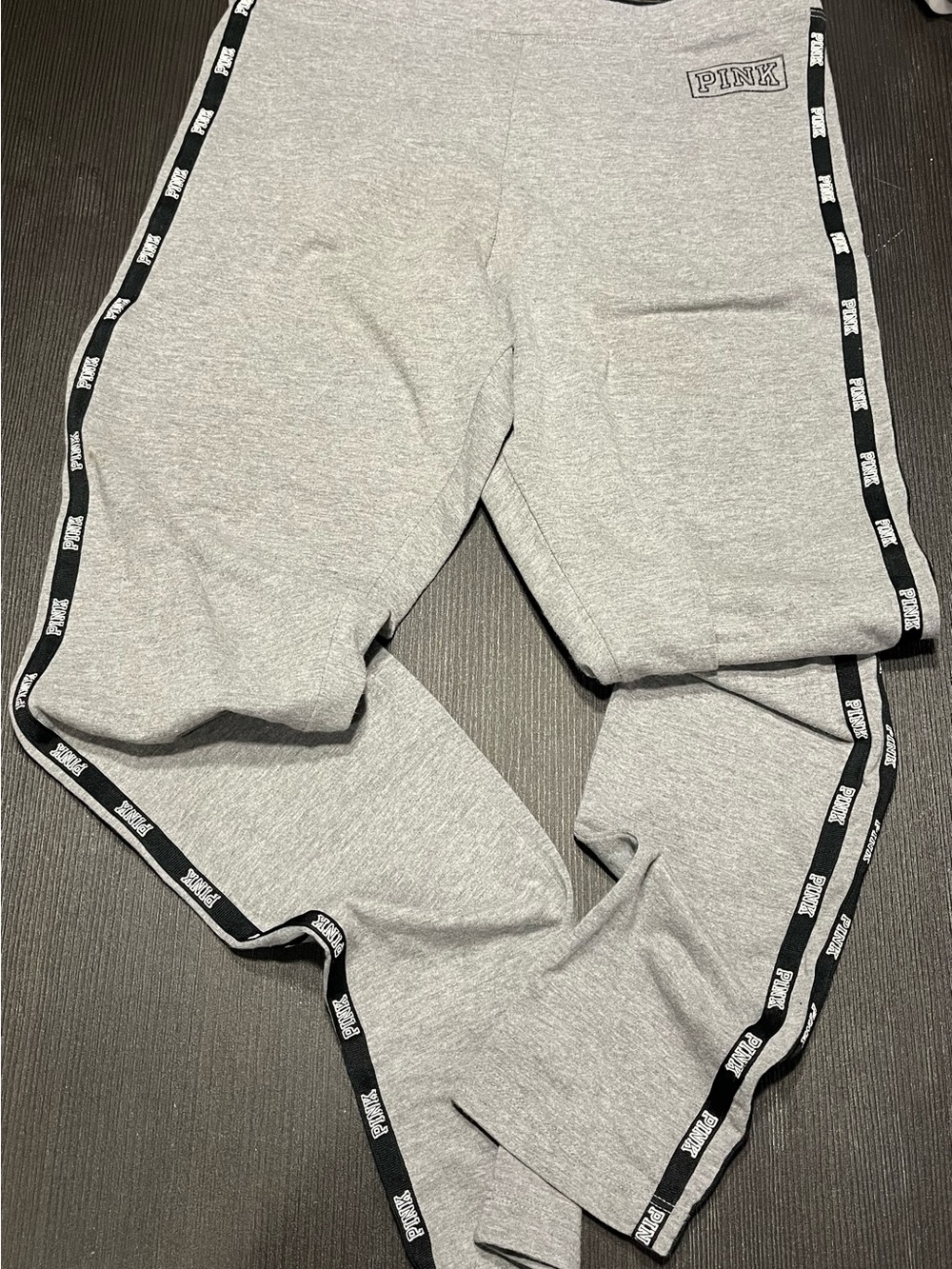PINK Victoria's Secret Girls' Gray Logo Tape Sweatpants